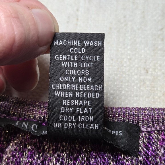 INC Purple Metallic Y2K Chevron Knit Top Womens Petite XS/S Shimmer Party - Picture 4 of 11